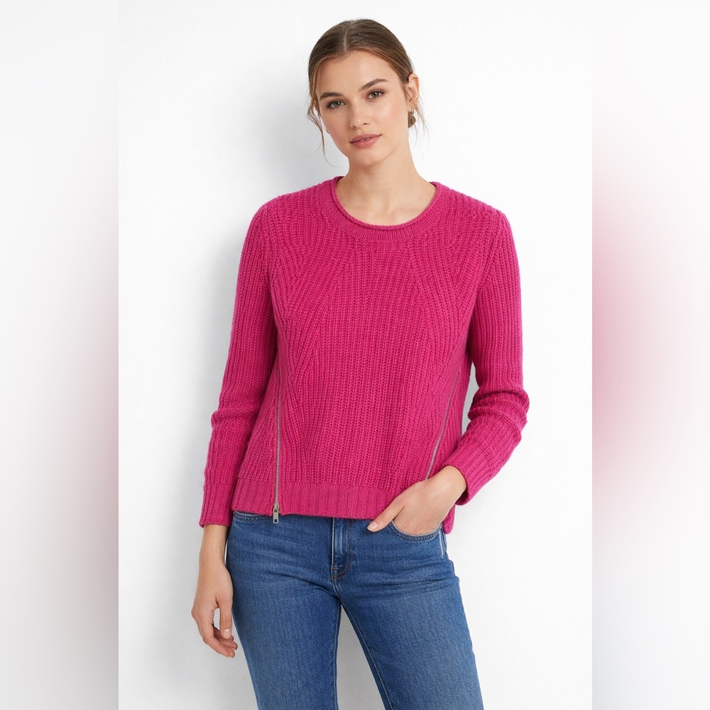 Womens Pink Cashmere Sweater Roll Neck Chunky Knit Preppy Quiet Luxury Small